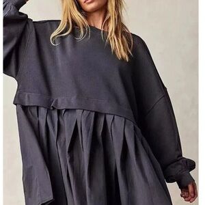 Free People Eleanor Gray Layered Sweatshirt tunic
